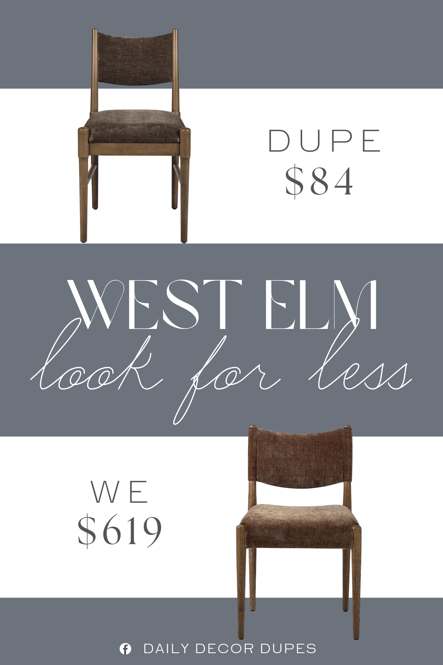West Elm Carryn Armless Dining Chair Dupe. Padded upholstered seat and back for added comfort Durable solid rubberwood construction Hand-applied finish enhances the natural wood appearance