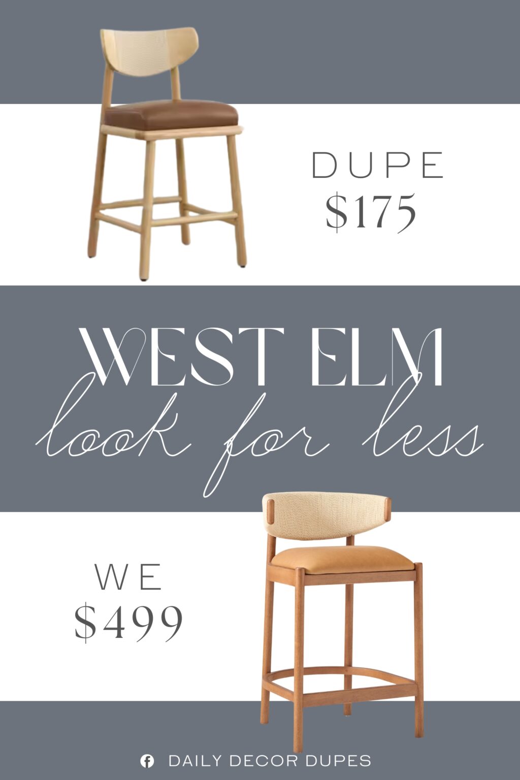 West Elm Ezra Counter Stool Dupe. Handwoven paper rope adds boho texture and artisan appeal. Solid rubberwood frame ensures stability and durability.