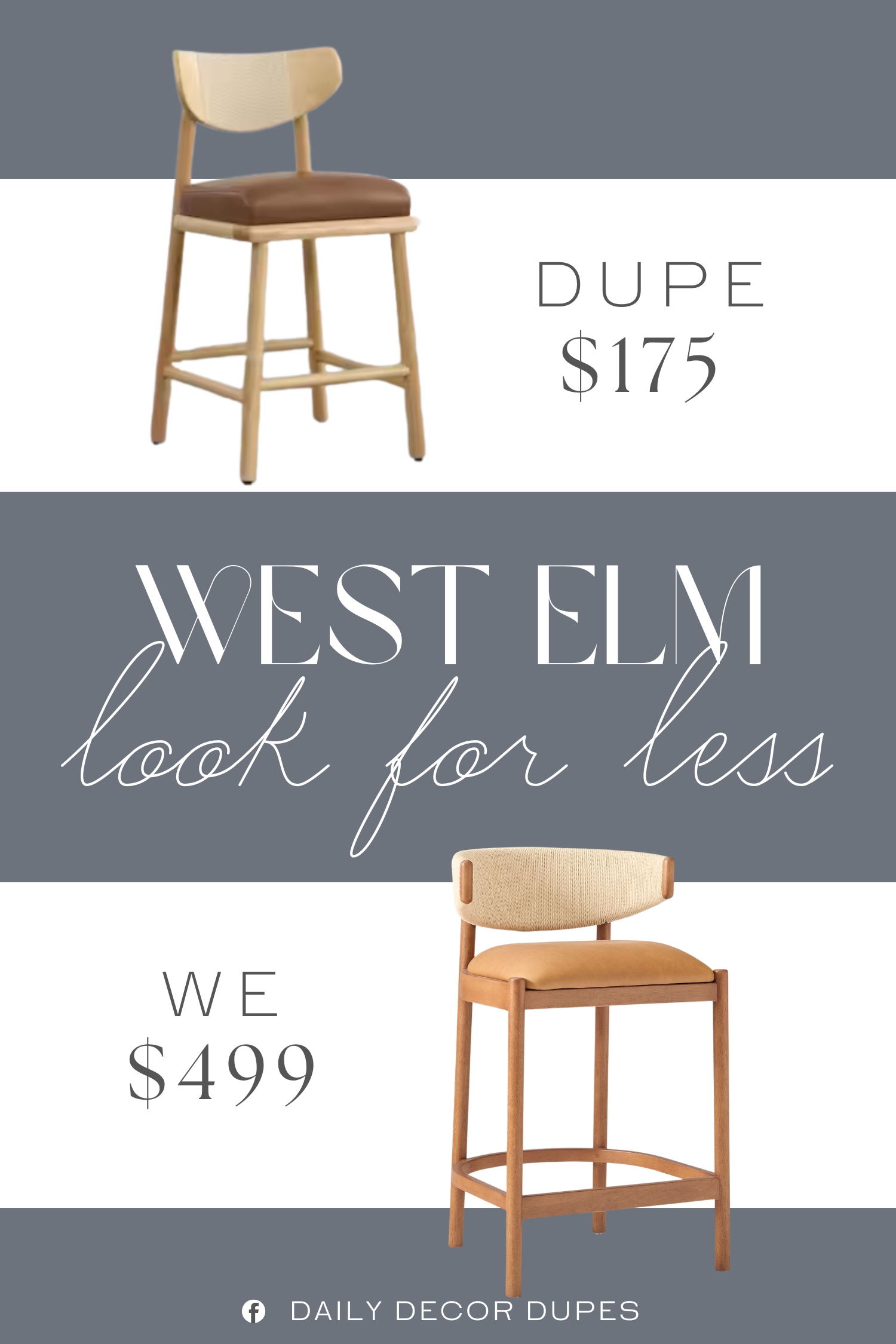 West Elm Ezra Counter Stool Dupe. Handwoven paper rope adds boho texture and artisan appeal. Solid rubberwood frame ensures stability and durability.