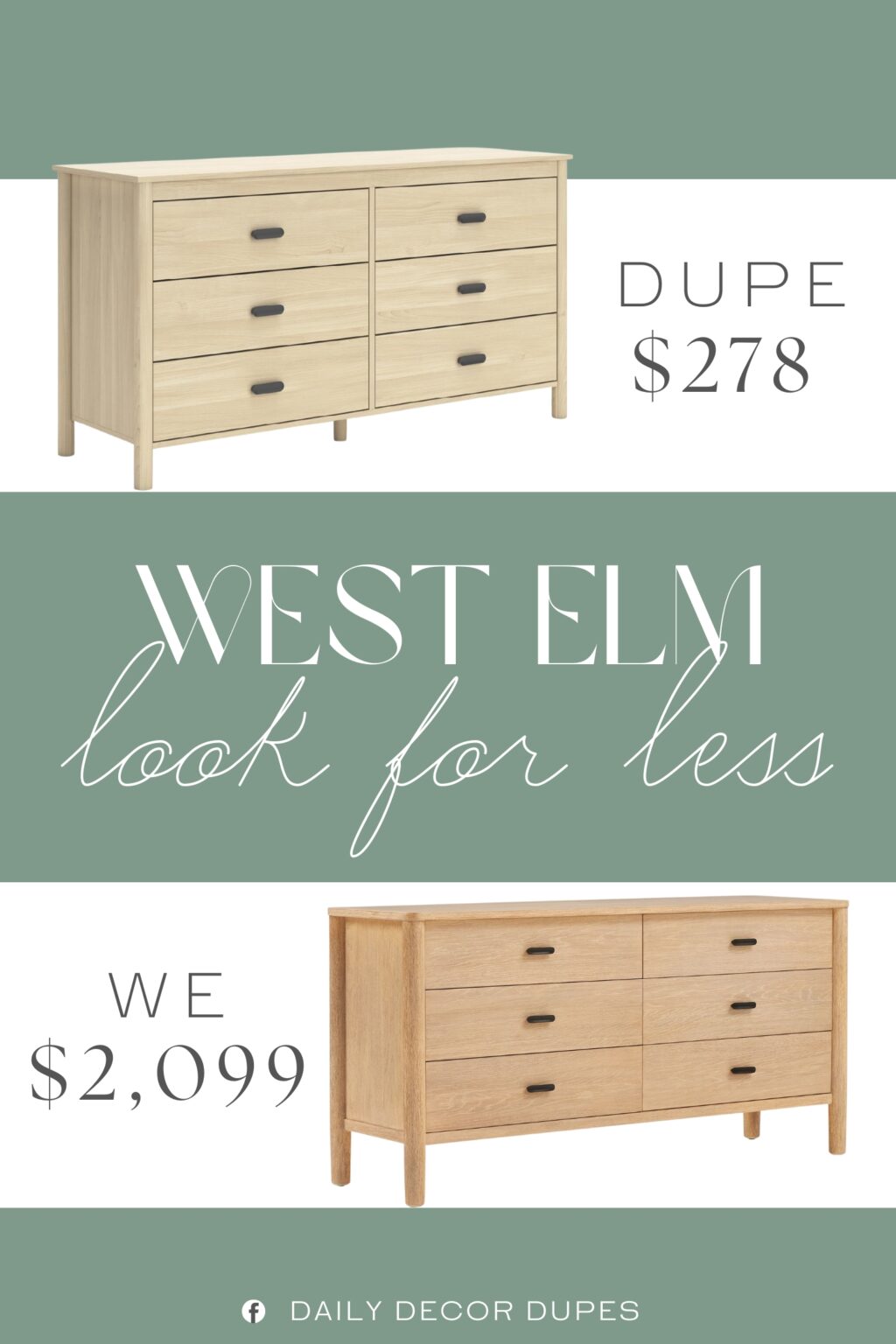 West Elm Hargrove 6-Drawer Dresser Dupe. crafted from engineered wood (MDF/particleboard/plywood) and decorative laminate.