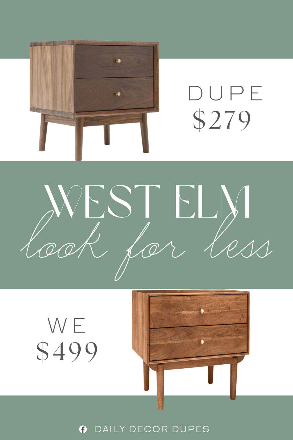 West Elm Keira Solid Wood Nightstand Dupe. Solid walnut core with solid walnut veneers. Legs made of solid walnut. Solid wood drawer runners.