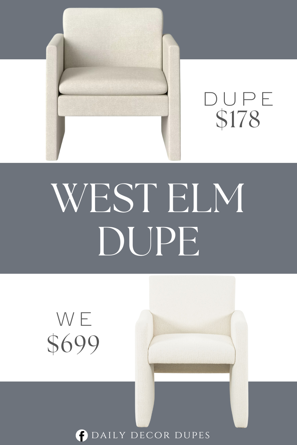 West Elm Lofted Boucle Upholstered Dining Arm Chair Dupe. The accent chair features luxe full fabric upholstery in a neutral hue for modern appeal that blends easily with your existing decor, while the generously padded seat and slanted back make the chair extra inviting to sit down and relax.