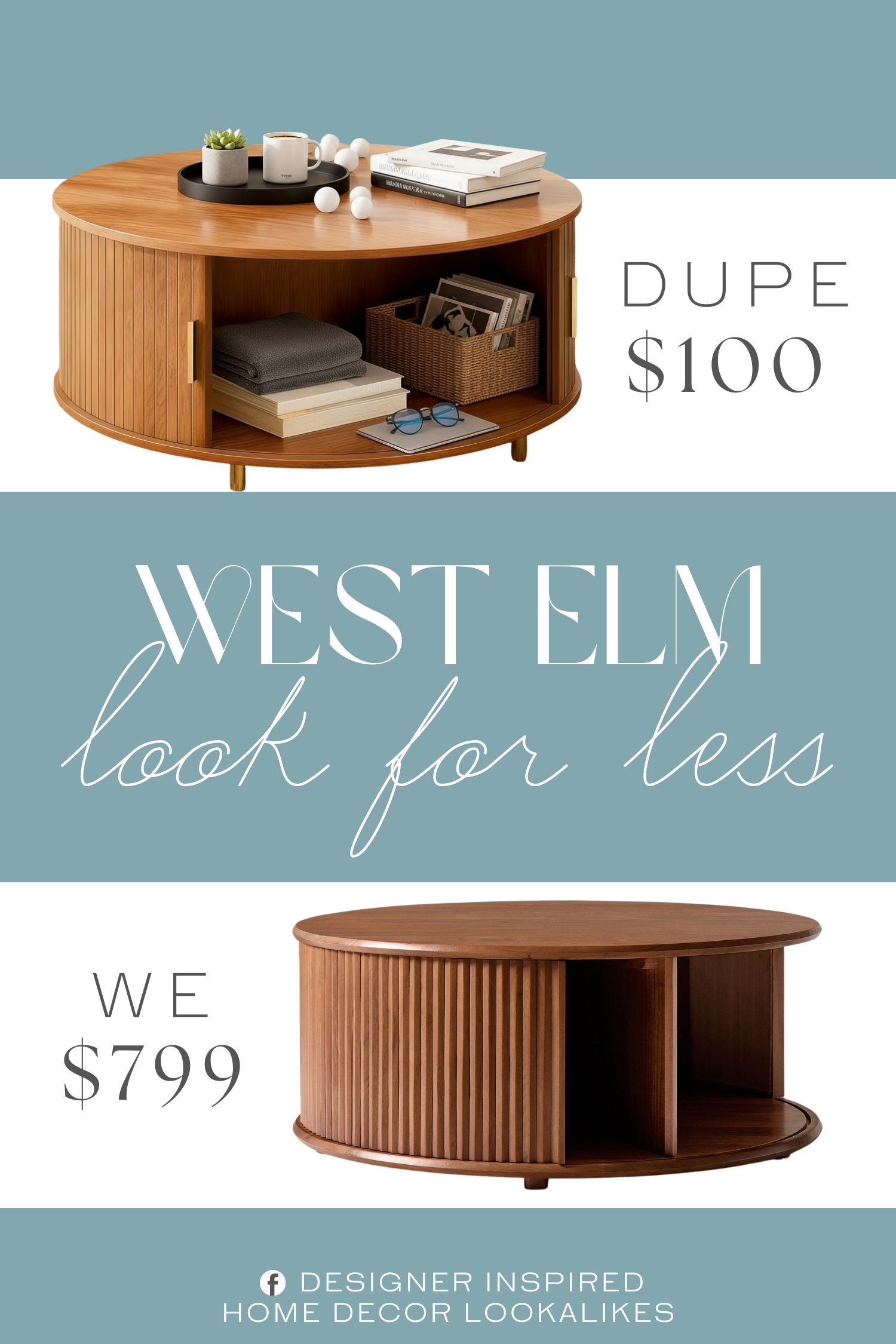 West Elm Melli Storage Coffee Table Dupe. Crafted with thickened engineered wood and a stable metal frame, this round coffee table with storage offers long-lasting durability. The premium construction resists warping and shaking, delivering a high-quality experience comparable to furniture from physical retail stores.