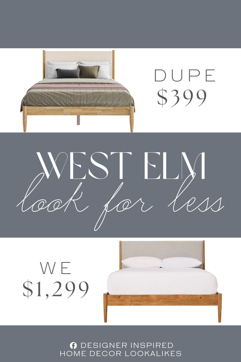 West Elm Mid-Century Upholstered Bed Dupe. Crafted from durable solid wood with tapered legs that bring a light, mid-century modern look.