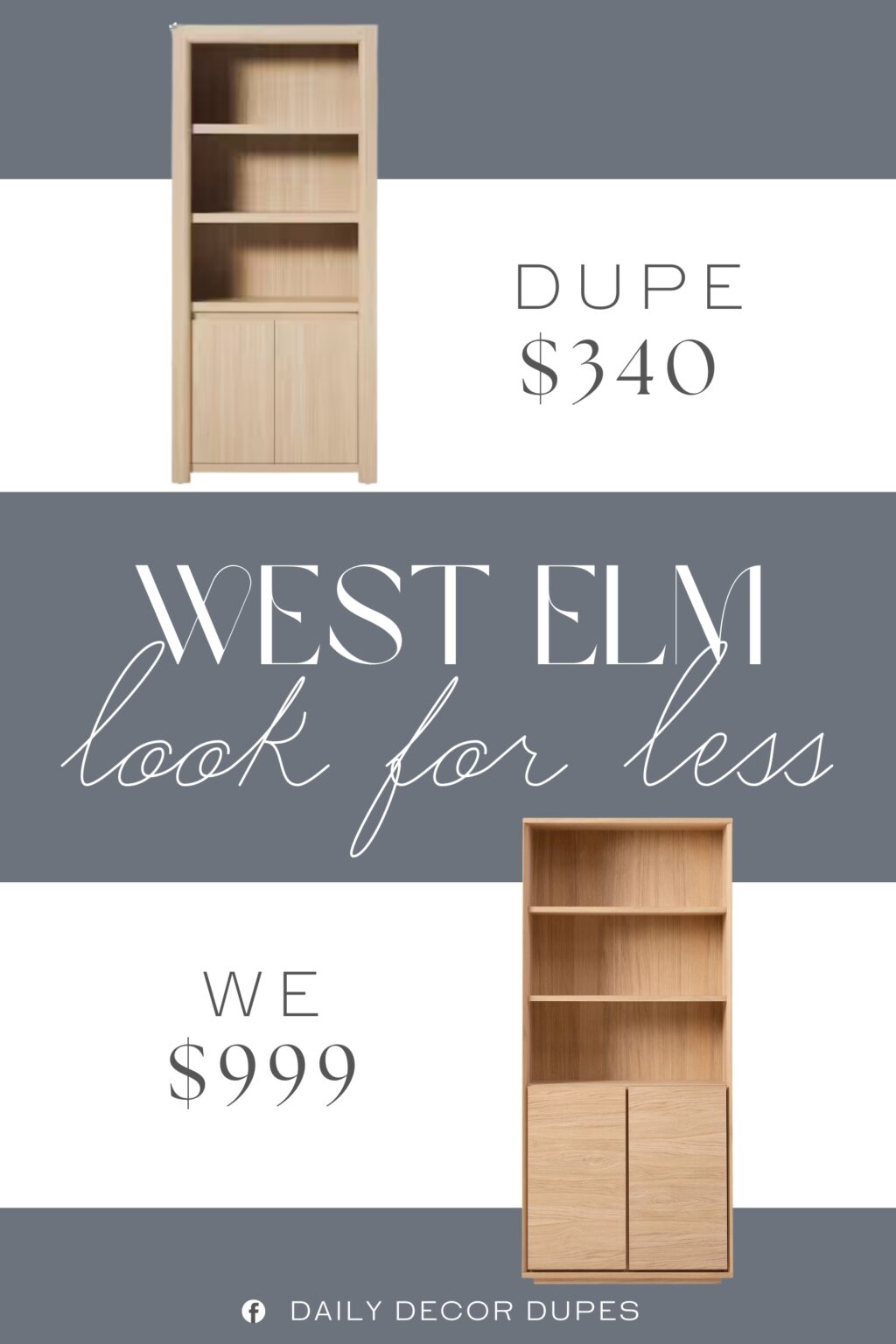 West Elm Norre Bookcase Dupe. durable MDF with a scratch-resistant finish, it's made to handle daily life while looking polished.