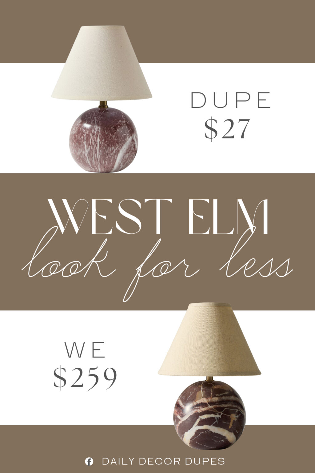 West Elm Perry Marble Table Lamp Dupe. Rounded ceramic base with marble-inspired pattern. Linen empire shade softens light for a warm glow.