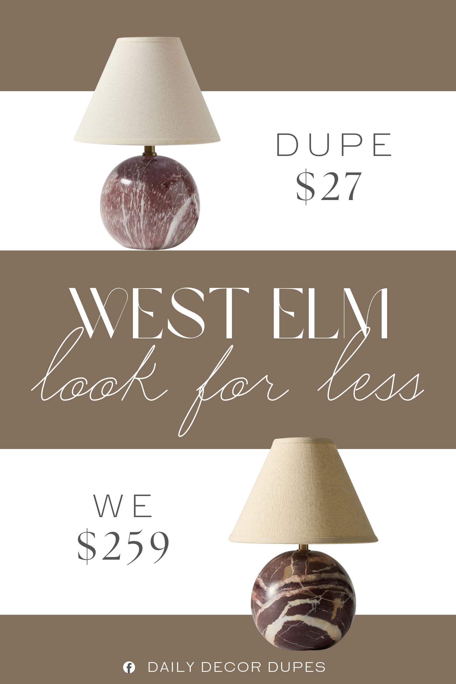West Elm Perry Marble Table Lamp Dupe. Rounded ceramic base with marble-inspired pattern. Linen empire shade softens light for a warm glow.