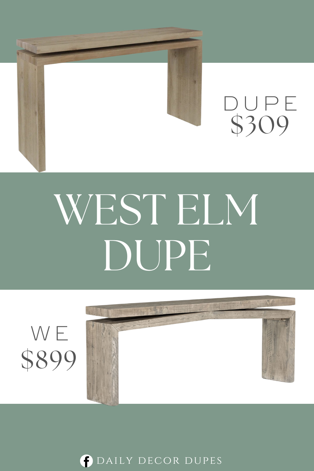 West Elm Reclaimed Wood Console Table Dupe. Crafted from natural wood to bring a touch of rustic charm to your living space. Double board suspension design. Wood Knots (Round, dark spots in the wood.)