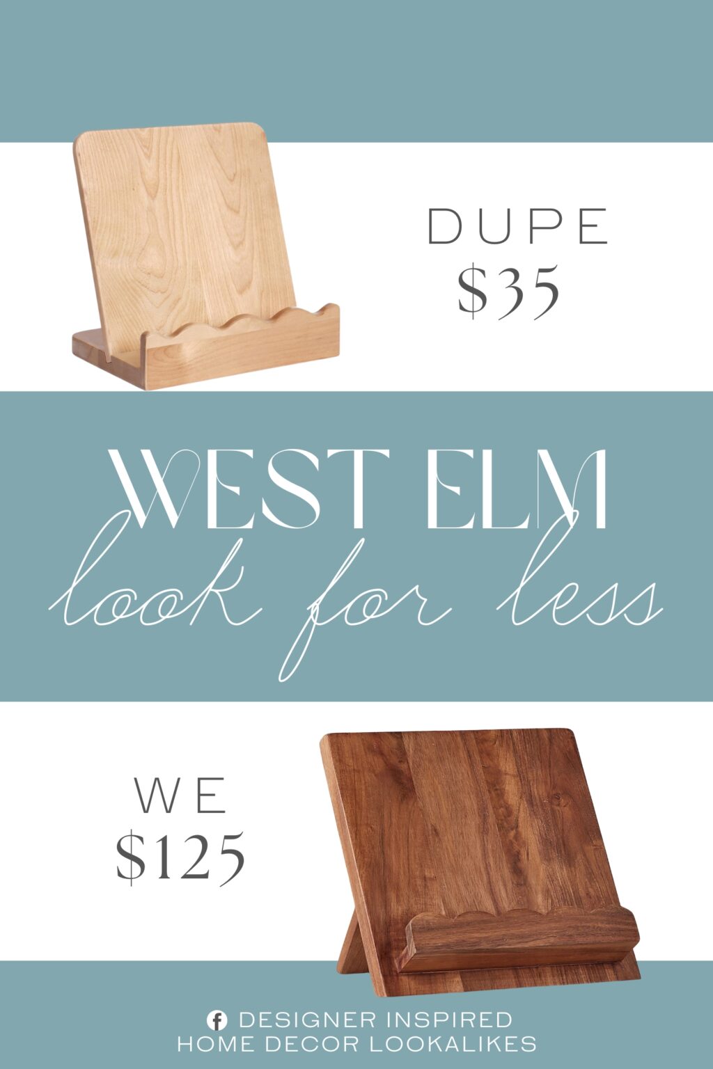 West Elm Scalloped Wood Cookbook Stand Dupe. Meticulously handmade from beautiful, durable maple wood, this cookbook holder combines timeless charm with sturdy construction, serving as both a functional tool and a decorative piece.