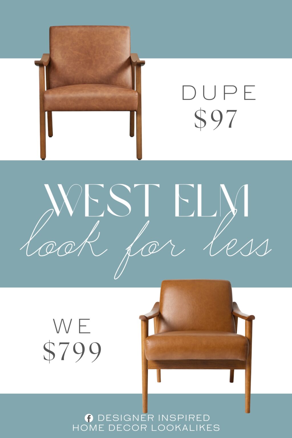West Elm Mid-Century Leather Show Wood Chair Dupe.