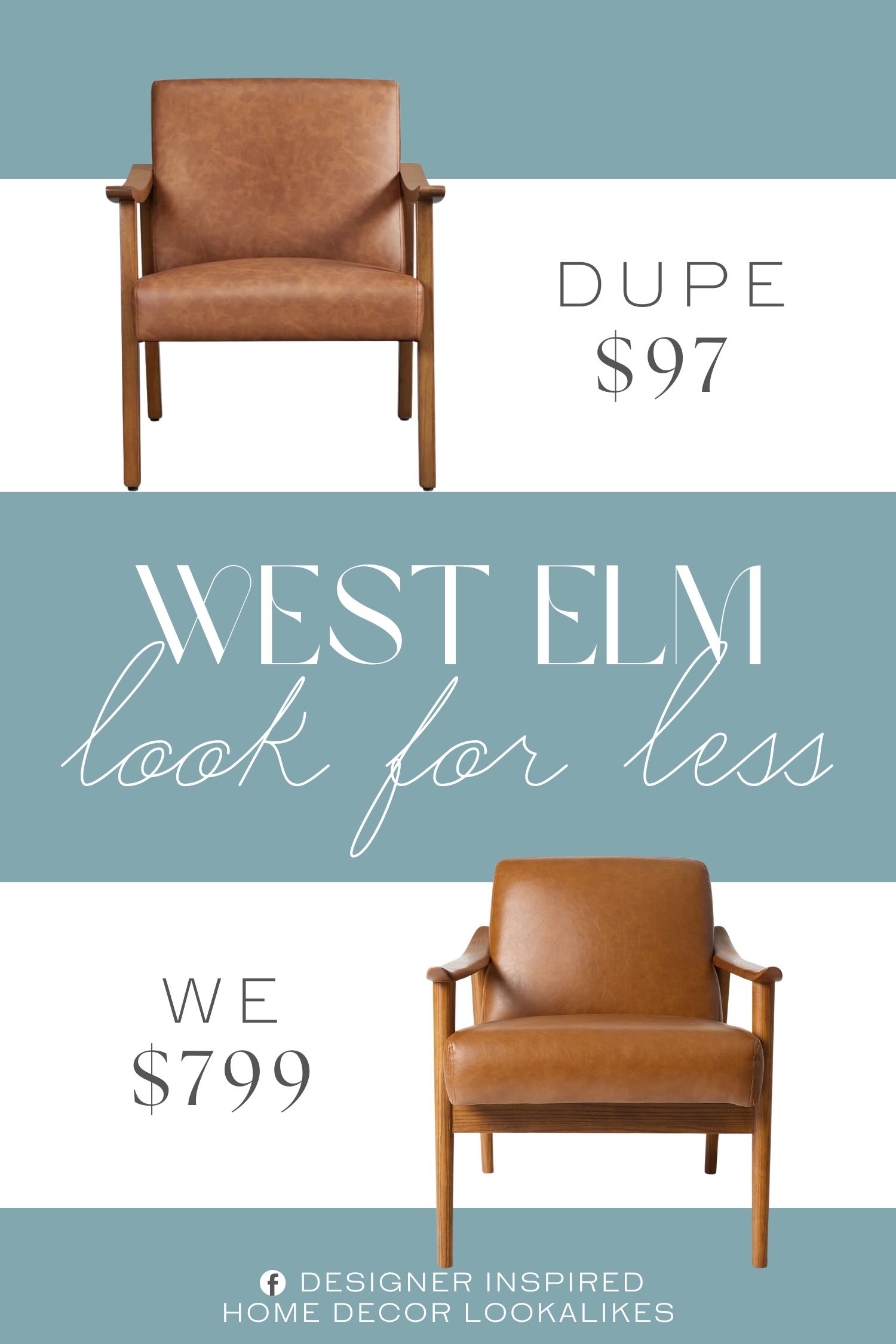 West Elm Mid-Century Leather Show Wood Chair Dupe.
