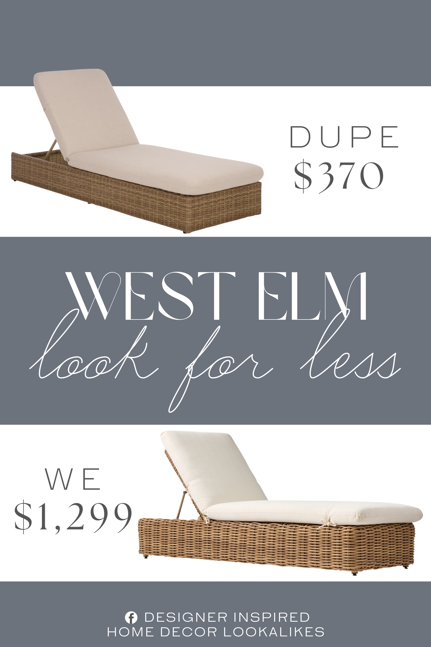West Elm Westport Wicker Outdoor Chaise Lounge Dupe. Built with a sturdy frame and handwoven rattan detailing, this chaise pairs breathable fabric with plush cushioning for ultimate relaxation.