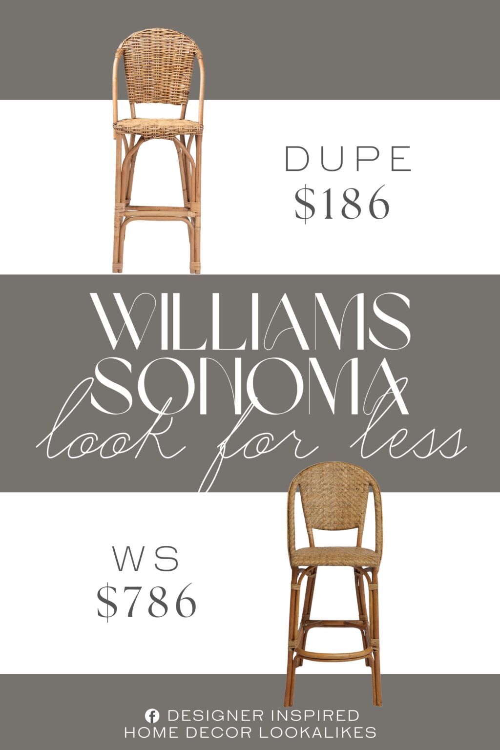 Williams Sonoma French Bistro Bar Stool Dupe. this stunning piece consists of a handcrafted rattan frame adorned with woven embellishments.