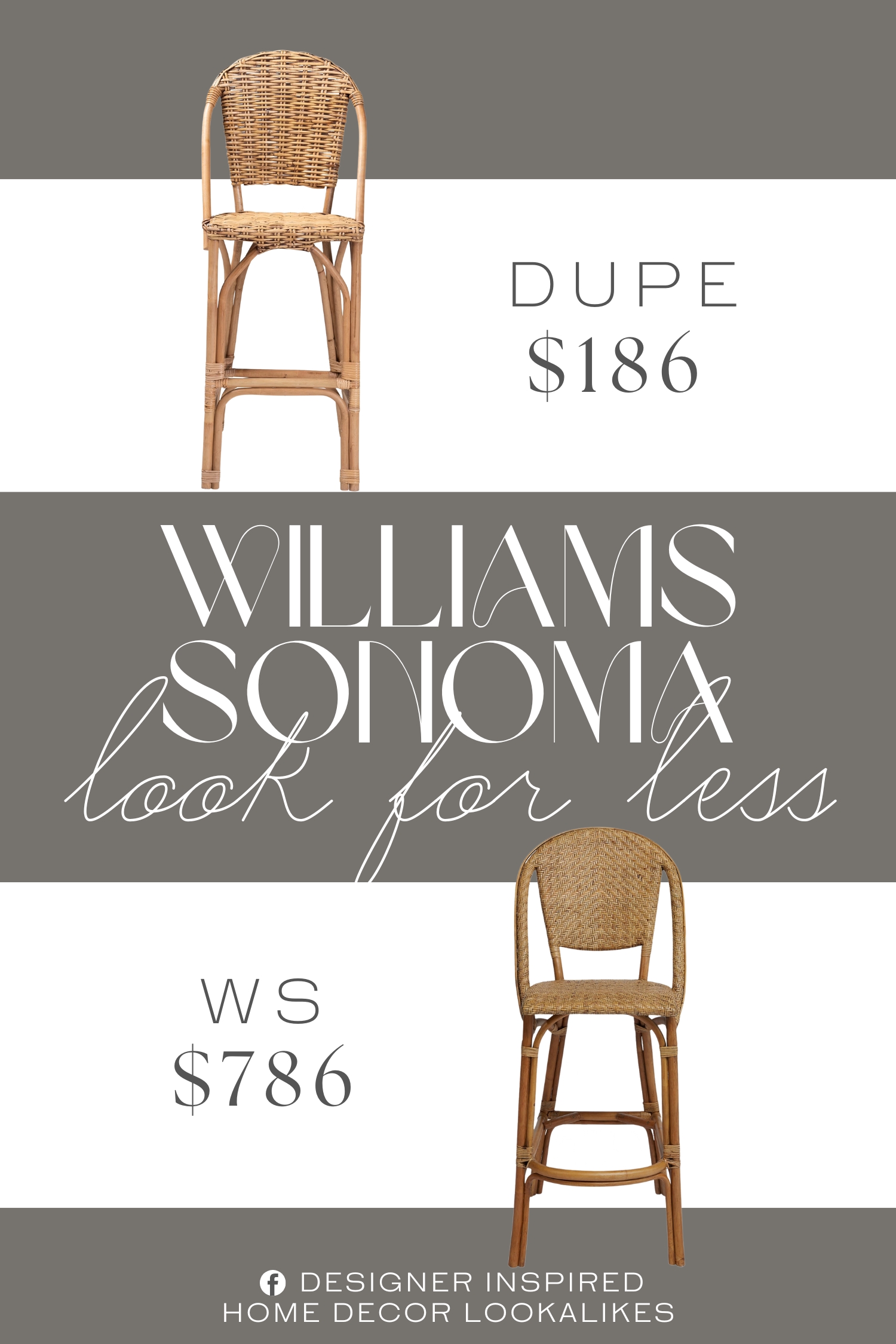 Williams Sonoma French Bistro Bar Stool Dupe. this stunning piece consists of a handcrafted rattan frame adorned with woven embellishments.