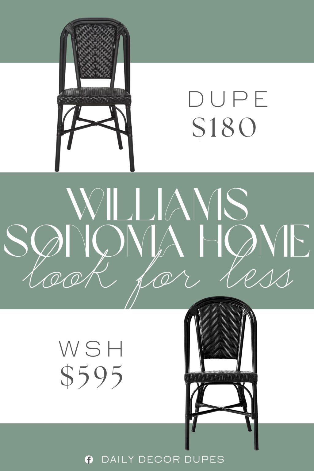 Williams Sonoma Home Parisian Bistro Dining Chair Dupe. Built for longevity, the chair boasts a robust wicker and aluminum frame, ensuring durability for both indoor and outdoor use.