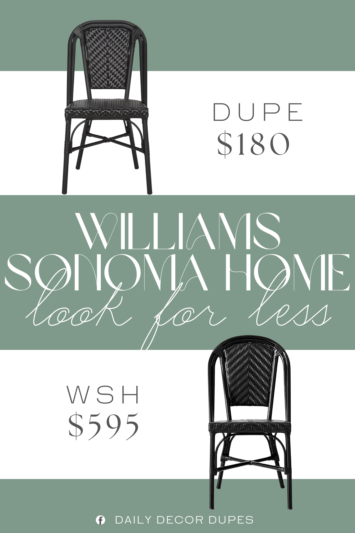 Williams Sonoma Home Parisian Bistro Dining Chair Dupe. Built for longevity, the chair boasts a robust wicker and aluminum frame, ensuring durability for both indoor and outdoor use.