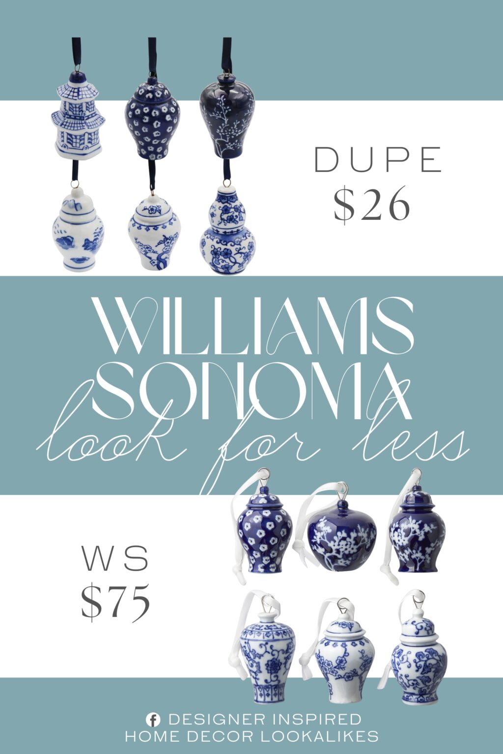 Williams Sonoma Mini Ginger Jar Ornaments Dupe. The red-and-white ginger jar is primarily crafted from porcelain, offering reliable durability and a sturdy build.