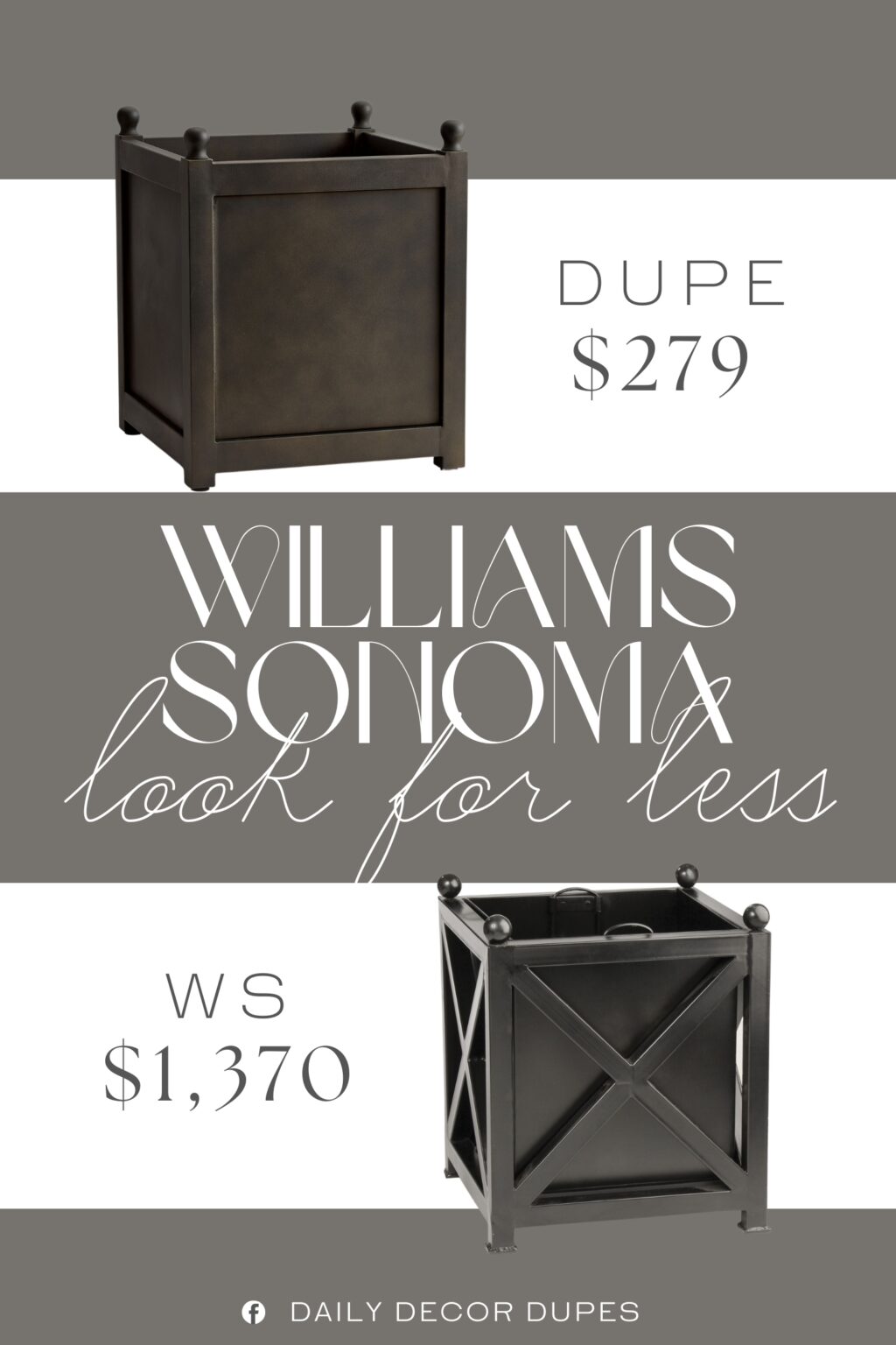 Williams Sonoma Paris Planter Dupe. Made from iron and aluminum with an Antique Brass finish.