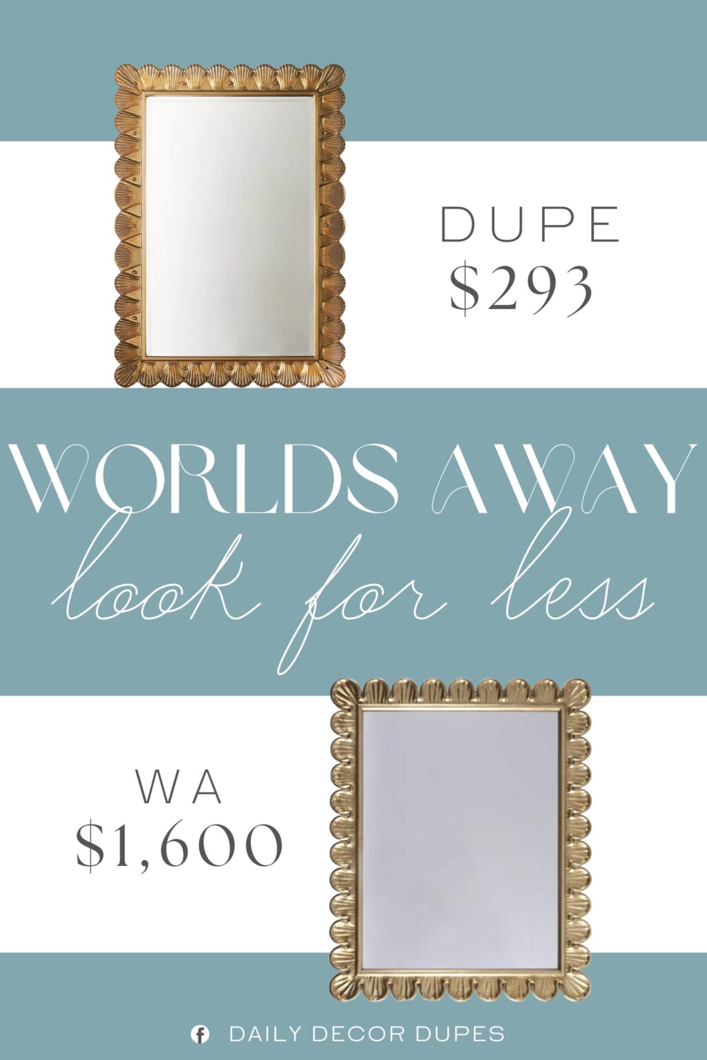 Worlds Away Eliza Metal Wall Mirror Dupe. Polyurethane, resin, engineered hardwood, mirrored glass. Can be hung vertically or horizontally.