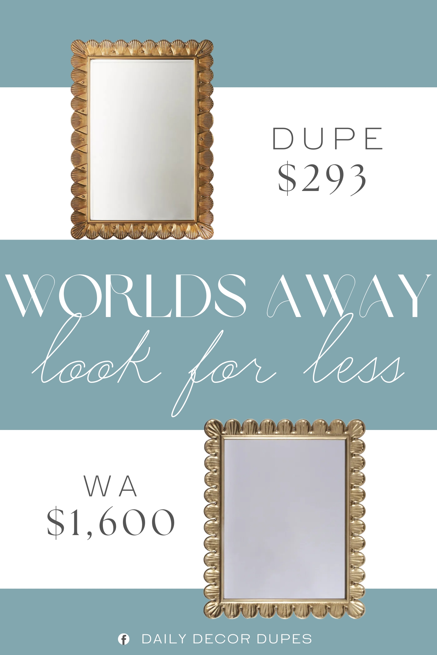 Worlds Away Eliza Metal Wall Mirror Dupe. Polyurethane, resin, engineered hardwood, mirrored glass. Can be hung vertically or horizontally.