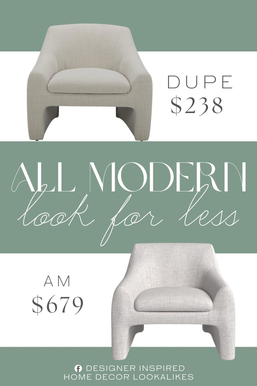 All Modern Addi Upholstered Armchair Dupe. Wood frame ensures long-lasting durability. Modern and eye-catching shape. Comfortable seat and backrest.