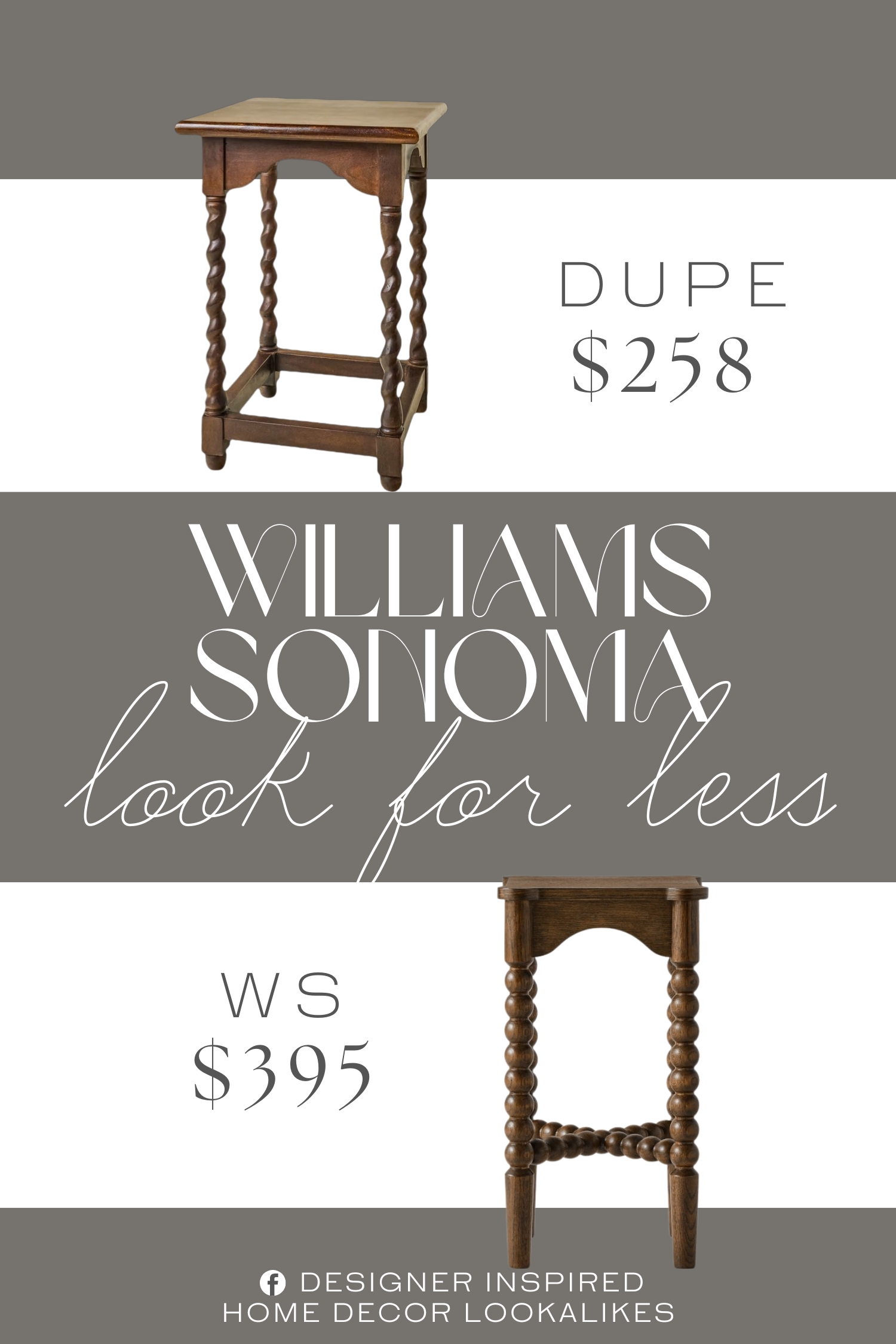 Williams Sonoma Spindle Accent Table Dupe. Featuring hand-finished Barley Twist legs, this accent table effortlessly combines functionality with elegant style.